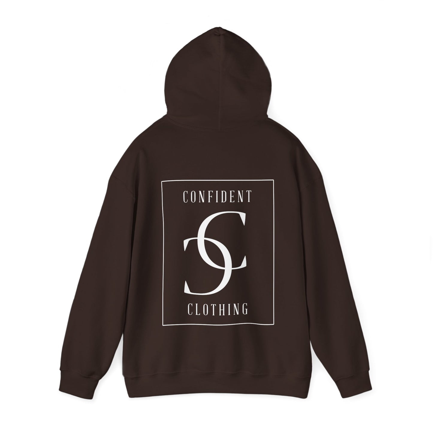 cc (Unisex) multi-color Confident Clothing Luxury Hooded Sweatshirt (frame white logo on back nc)