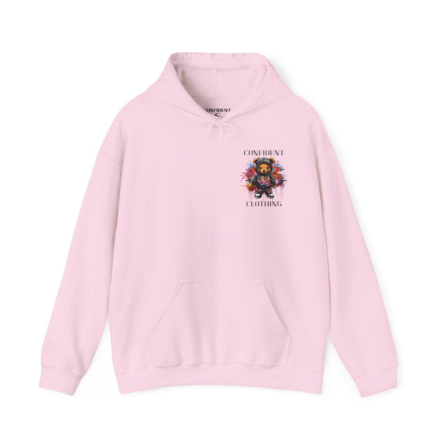 (Unisex) Confident Clothing Luxury Hooded Sweatshirt Urban Bear Collection (Cool Breeze Bear black logo)