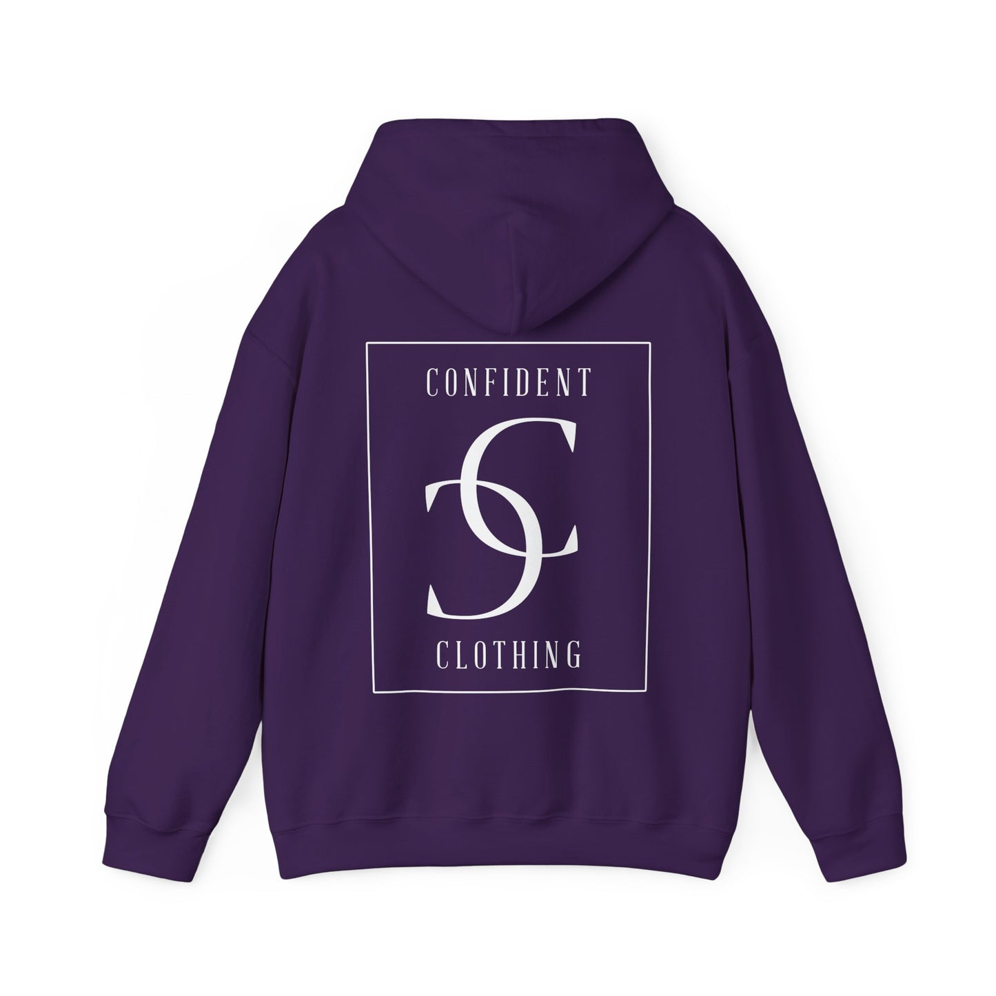 cc (Unisex) multi-color Confident Clothing Luxury Hooded Sweatshirt (frame white logo on back nc)