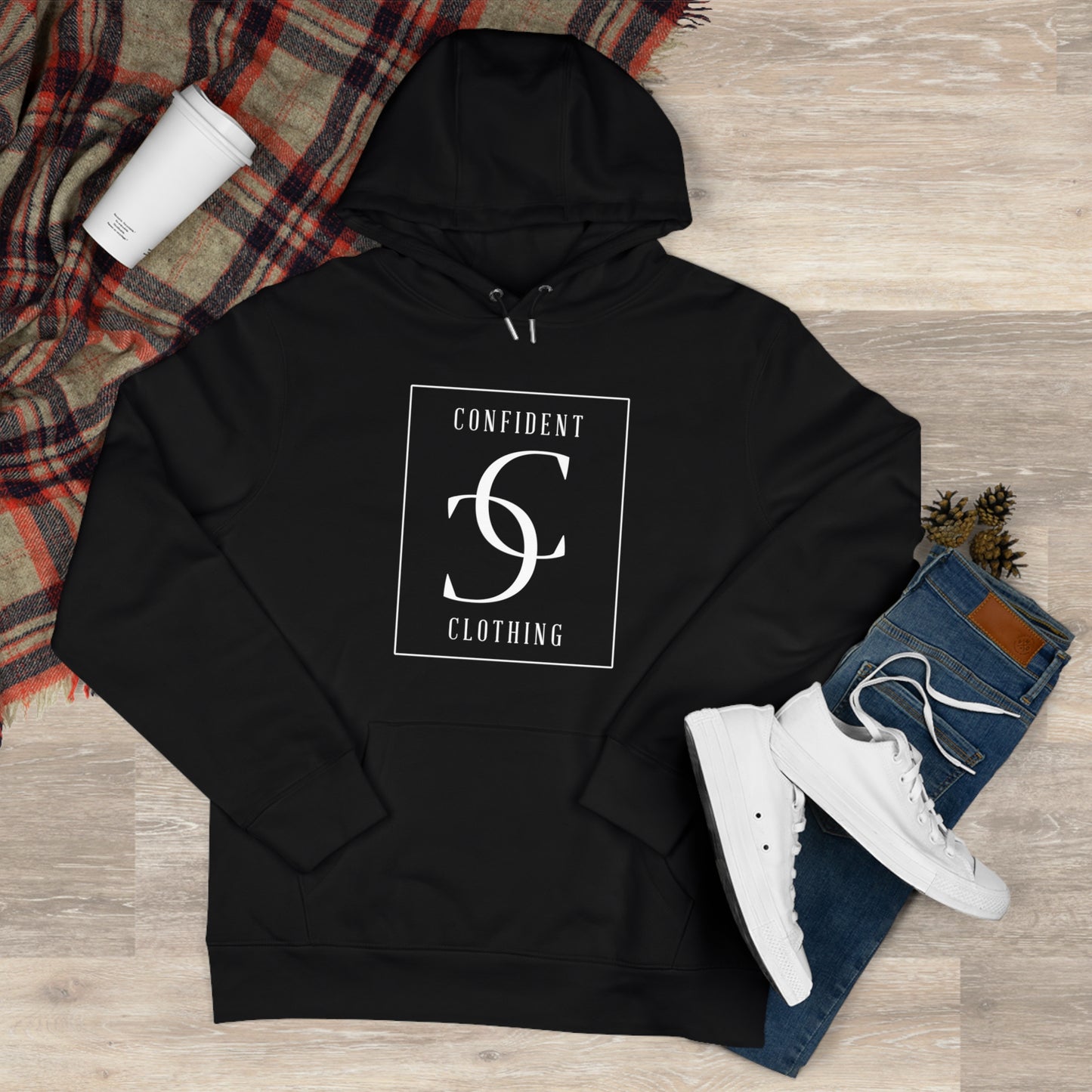 (hoodie unisex) multi-color Confident Clothing Luxury Hooded Sweatshirt (frame white logo)