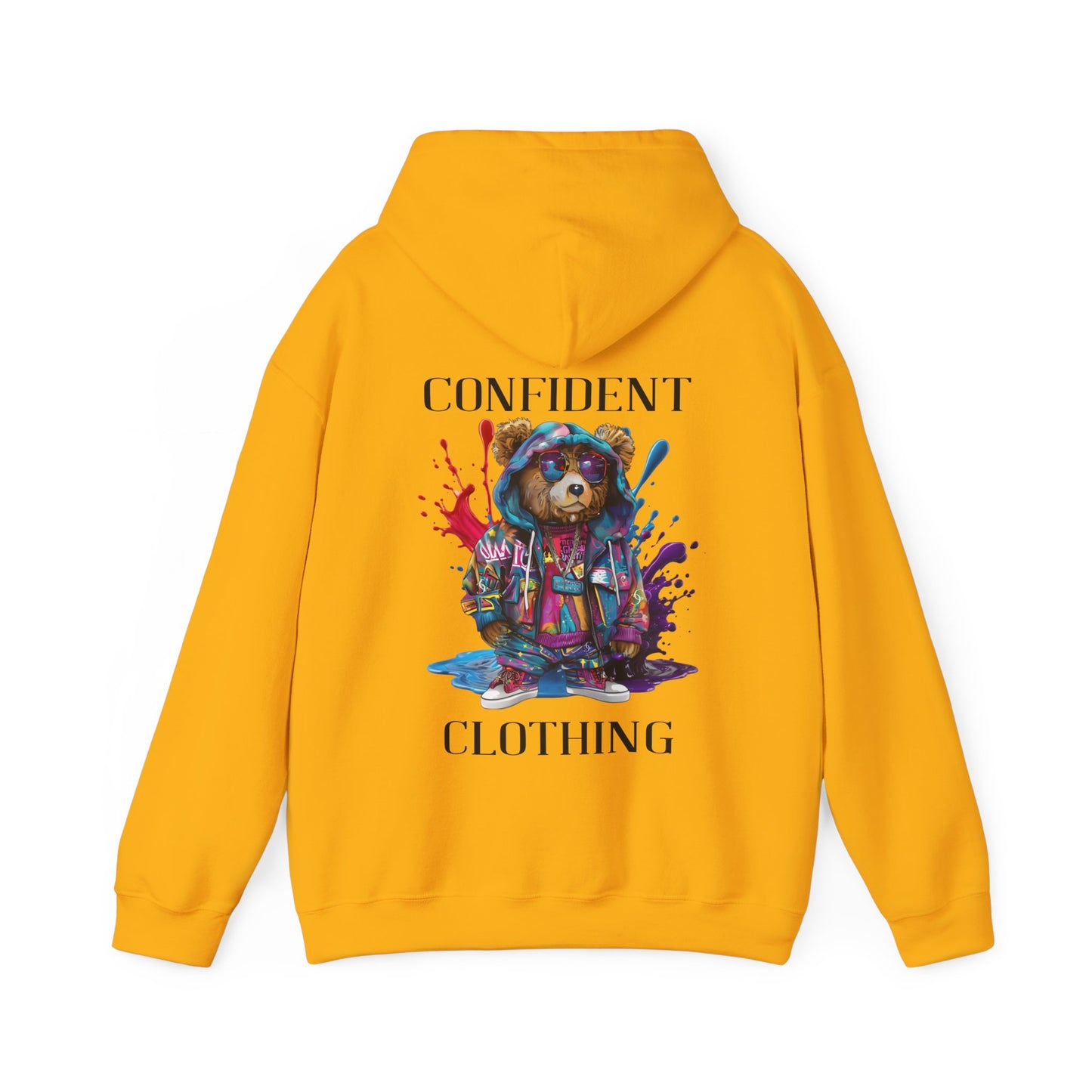 (Unisex) Confident Clothing Luxury Hooded Sweatshirt Urban Bear Collection (I Stay Drip Bear black logo)