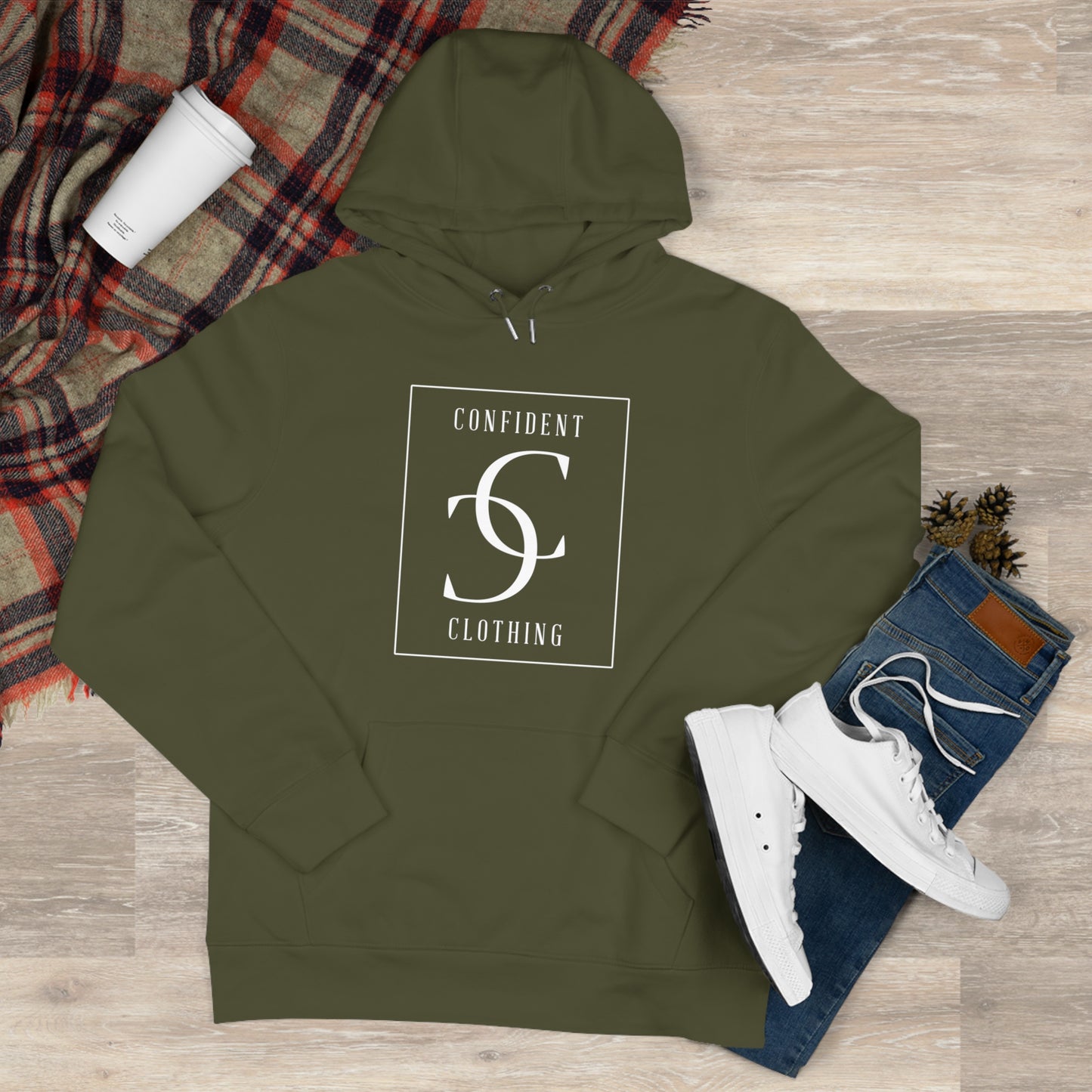 (hoodie unisex) multi-color Confident Clothing Luxury Hooded Sweatshirt (frame white logo)