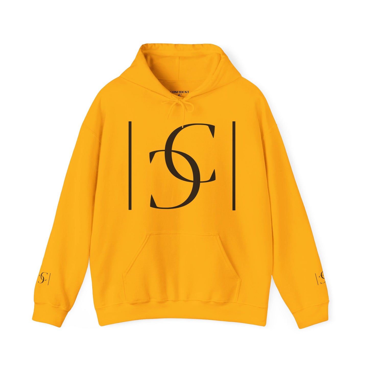 cc (Unisex) multi-color Confident Clothing (ELITE) Luxury Hooded Sweatshirt (black logo)
