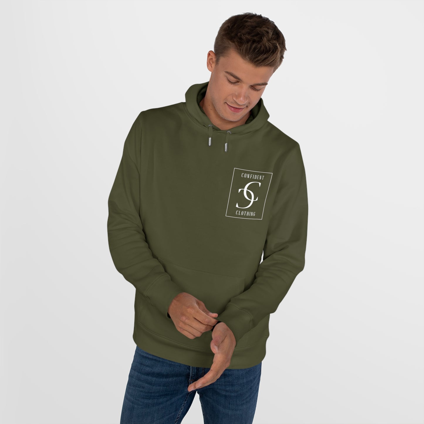 (hoodie unisex) multi-color Confident Clothing Luxury Hooded Sweatshirt (big cc white logo on back)