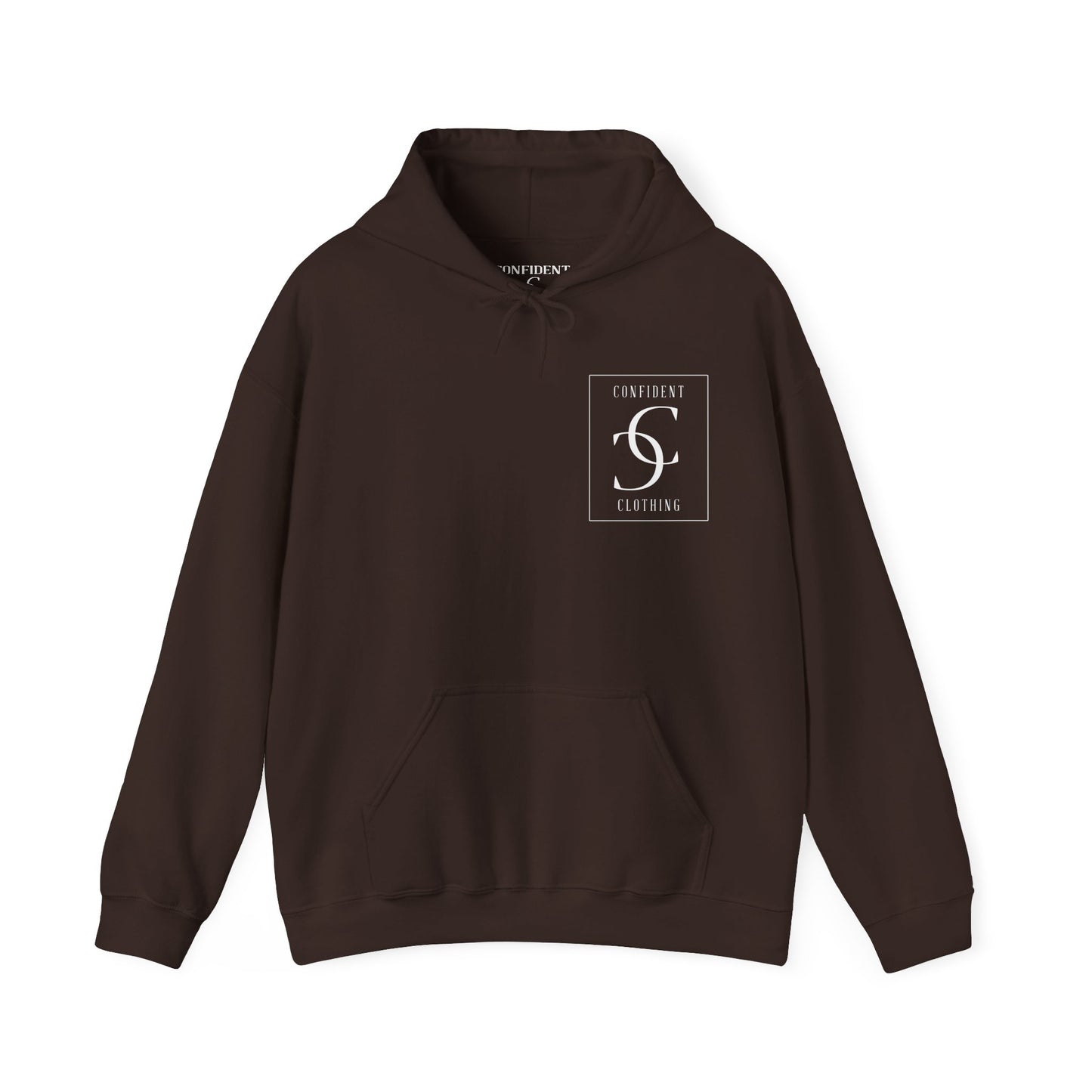 cc (Unisex) multi-color Confident Clothing Luxury Hooded Sweatshirt (frame white logo on back nc)