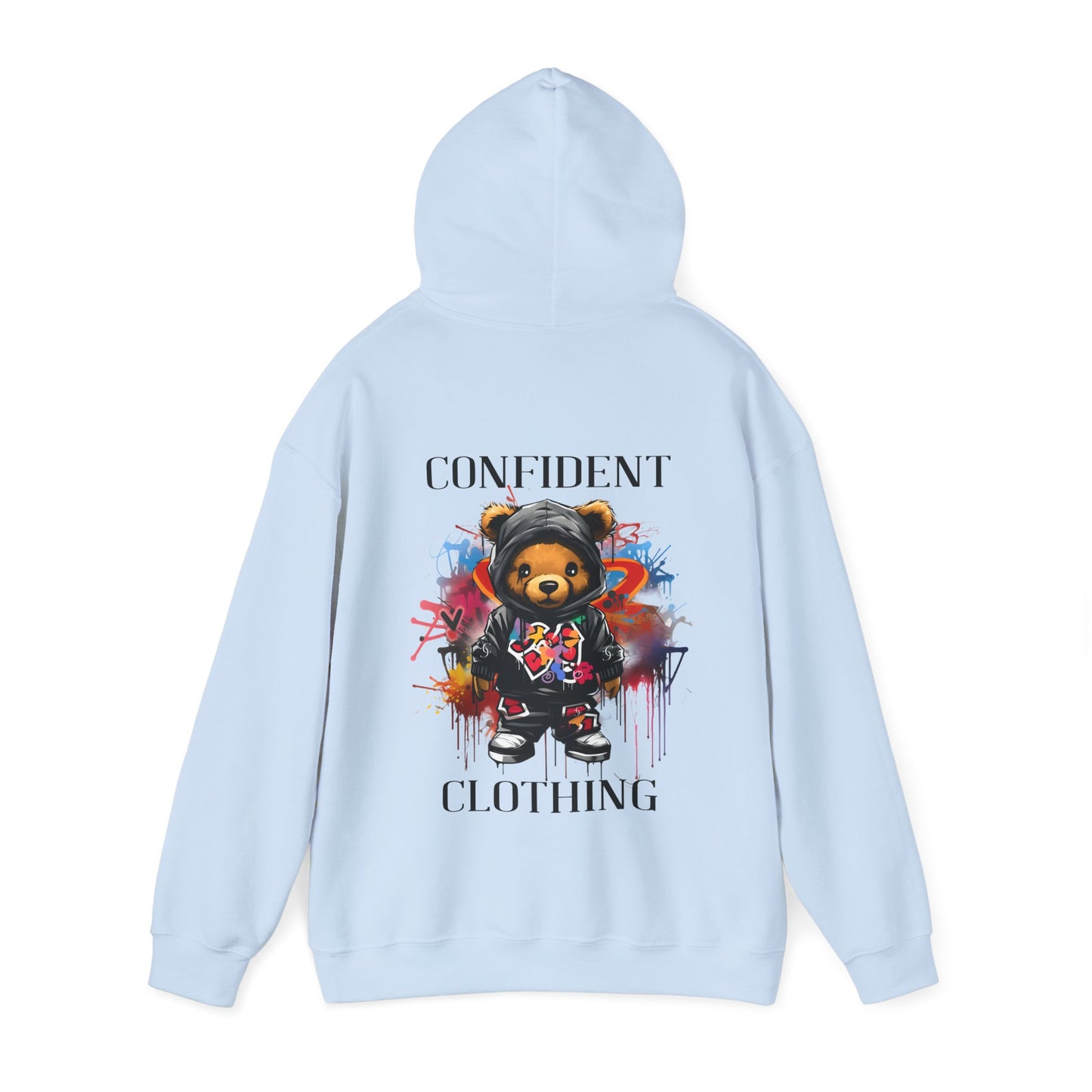 (Unisex) Confident Clothing Luxury Hooded Sweatshirt Urban Bear Collection (Cool Breeze Bear black logo)