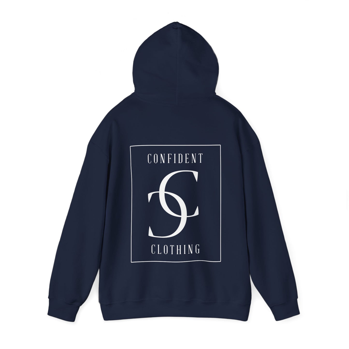 cc (Unisex) multi-color Confident Clothing Luxury Hooded Sweatshirt (frame white logo on back nc)