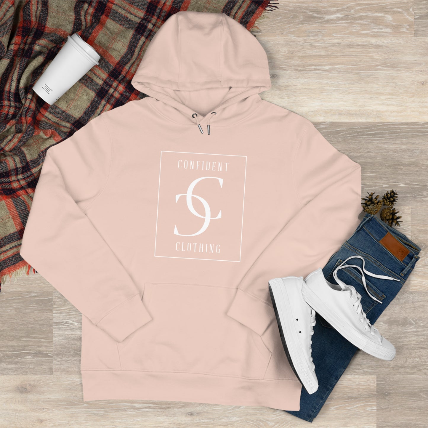 (hoodie unisex) multi-color Confident Clothing Luxury Hooded Sweatshirt (frame white logo)