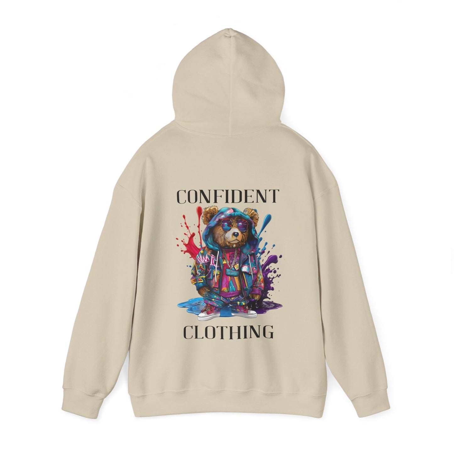(Unisex) Confident Clothing Luxury Hooded Sweatshirt Urban Bear Collection (I Stay Drip Bear black logo)
