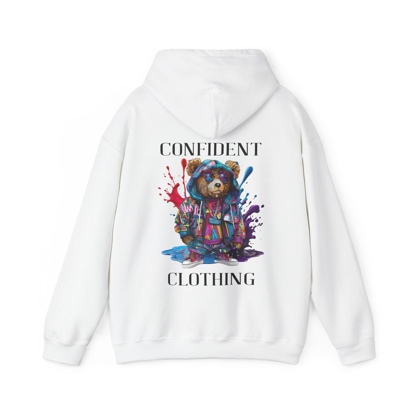 (Unisex) Confident Clothing Luxury Hooded Sweatshirt Urban Bear Collection (I Stay Drip Bear black logo)