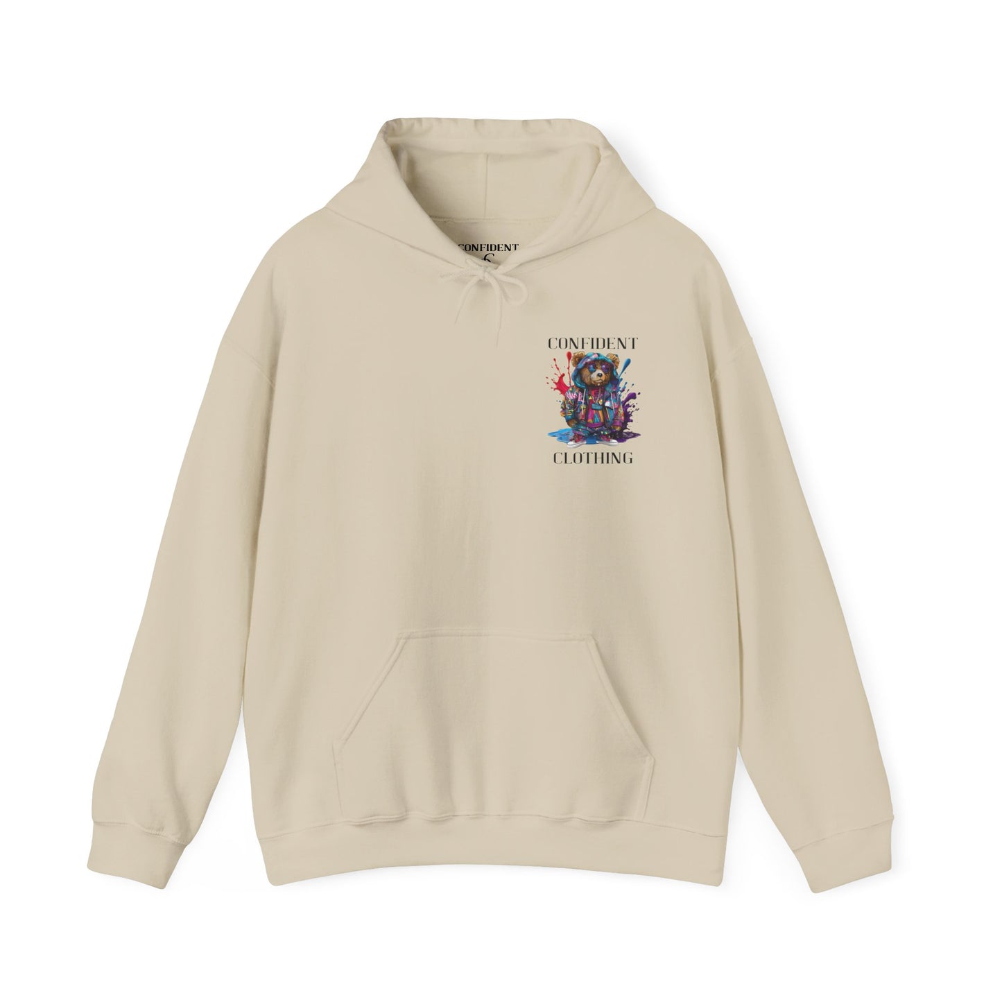 (Unisex) Confident Clothing Luxury Hooded Sweatshirt Urban Bear Collection (I Stay Drip Bear black logo)