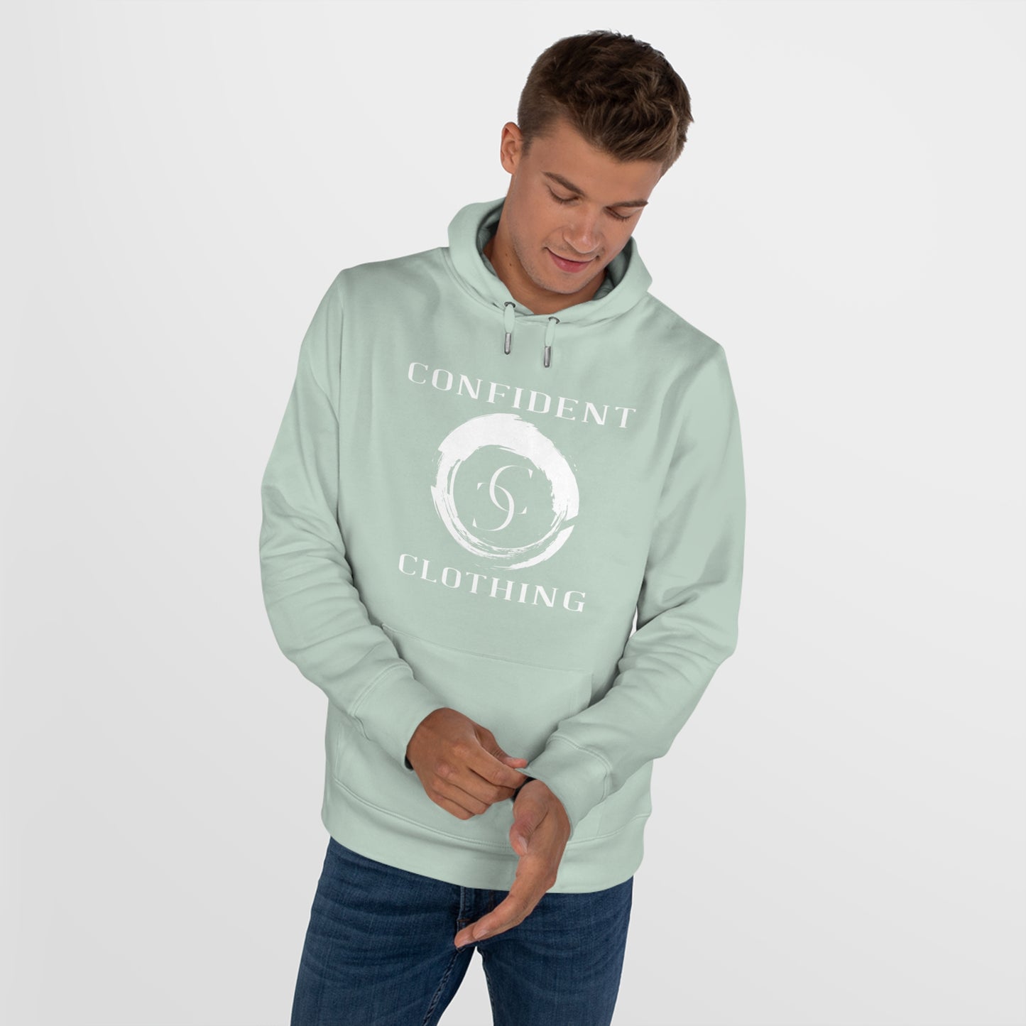 (hoodie unisex) multi-color Confident Clothing Luxury Hooded Sweatshirt (big cc circle white logo)