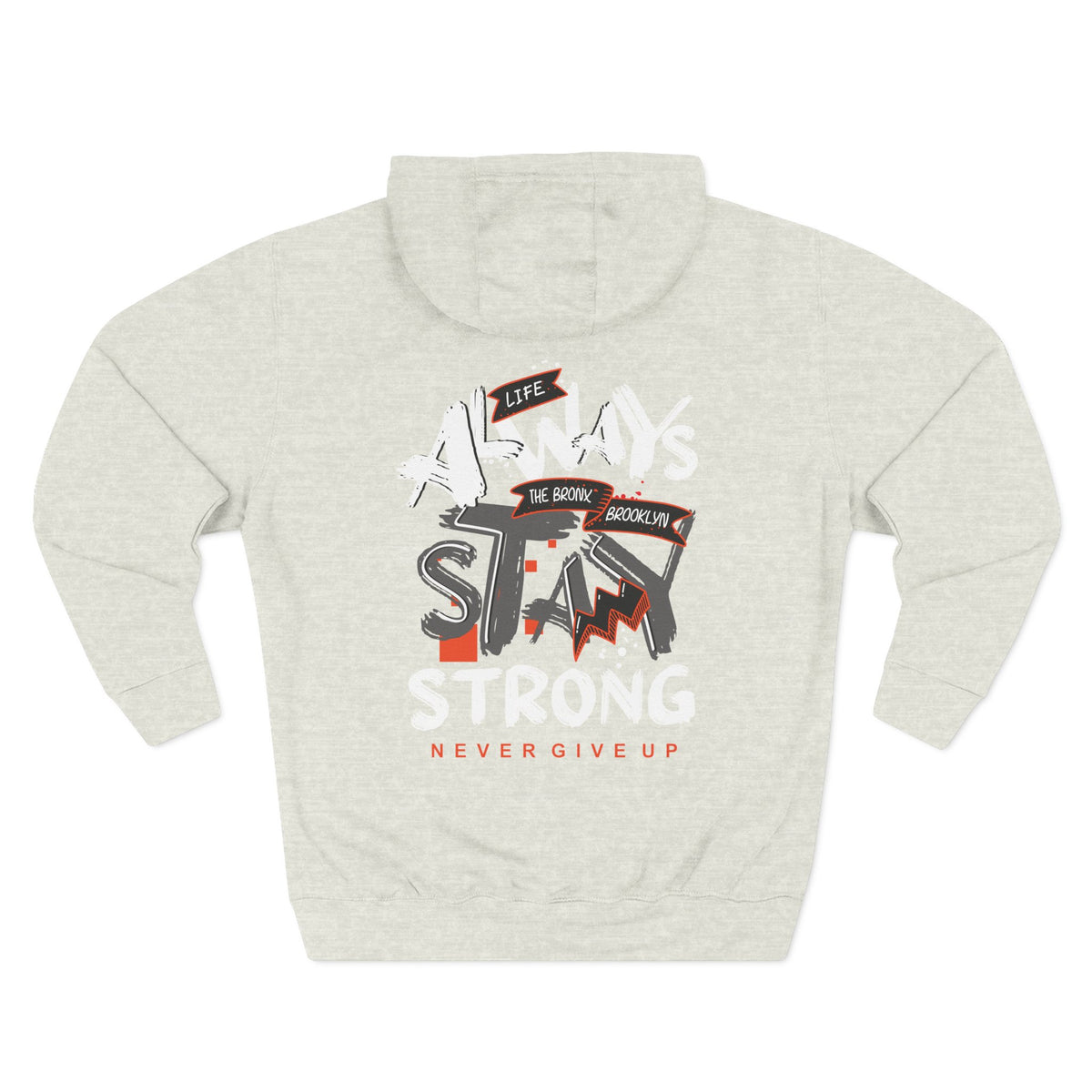 1.3 Confident Clothing Never Give Up Inspirational Fleece Hoodie