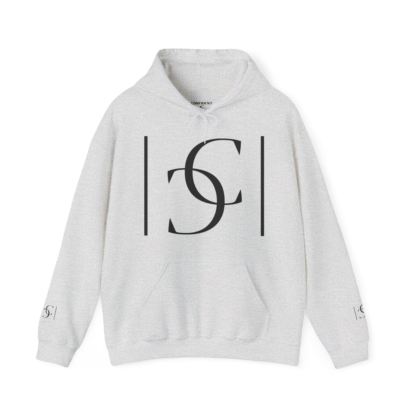cc (Unisex) multi-color Confident Clothing (ELITE) Luxury Hooded Sweatshirt (black logo)