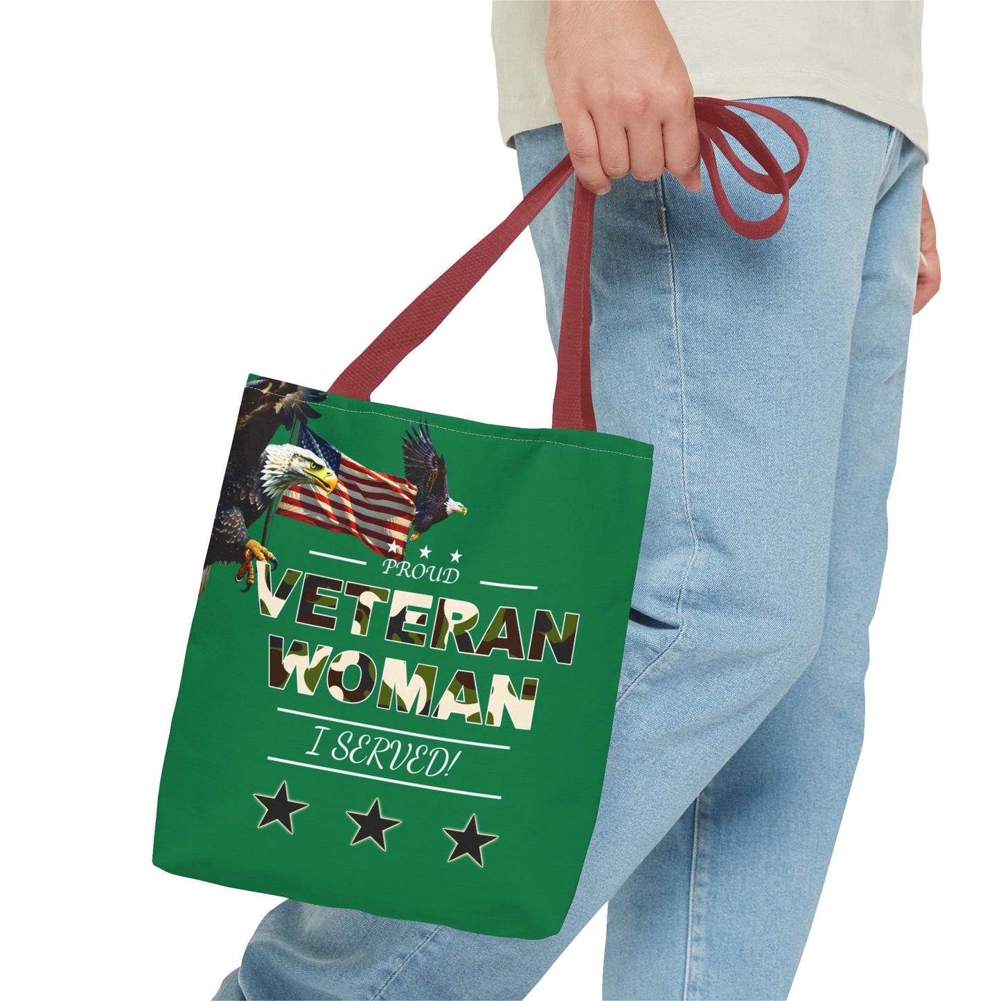 Proud Veteran Woman Tote Bag (Green)