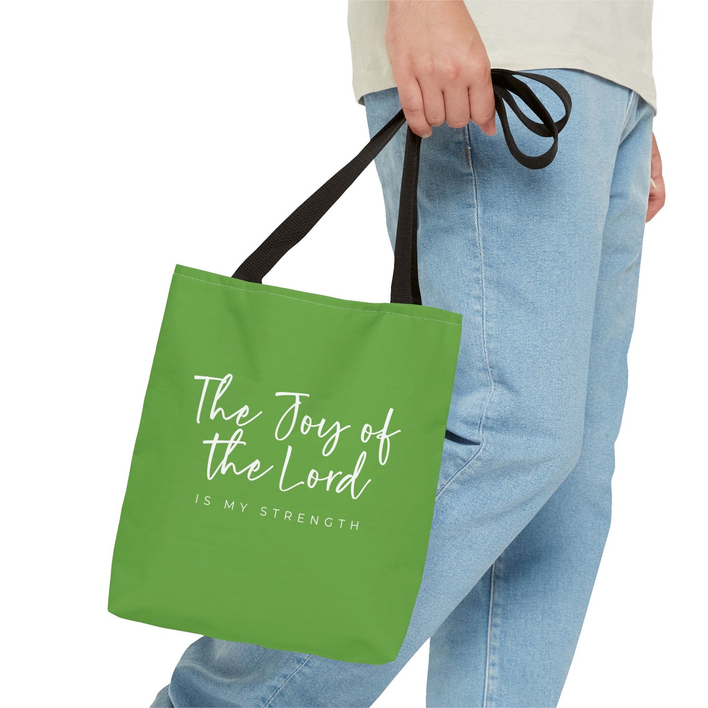The Joy of the Lord is my Strength Tote Bag (kiwi green)