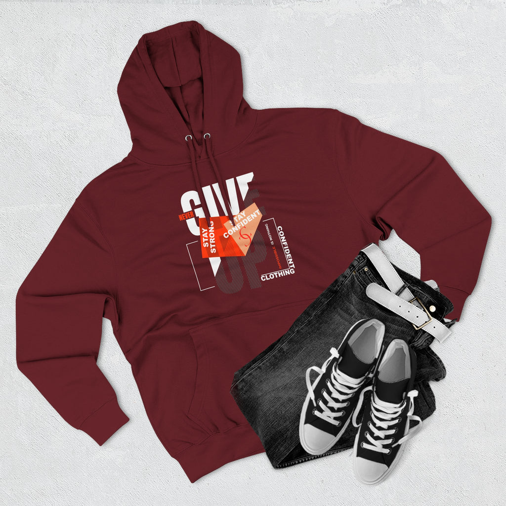 1.1 Confident Clothing Never Give Up Graphic Fleece Hoodie