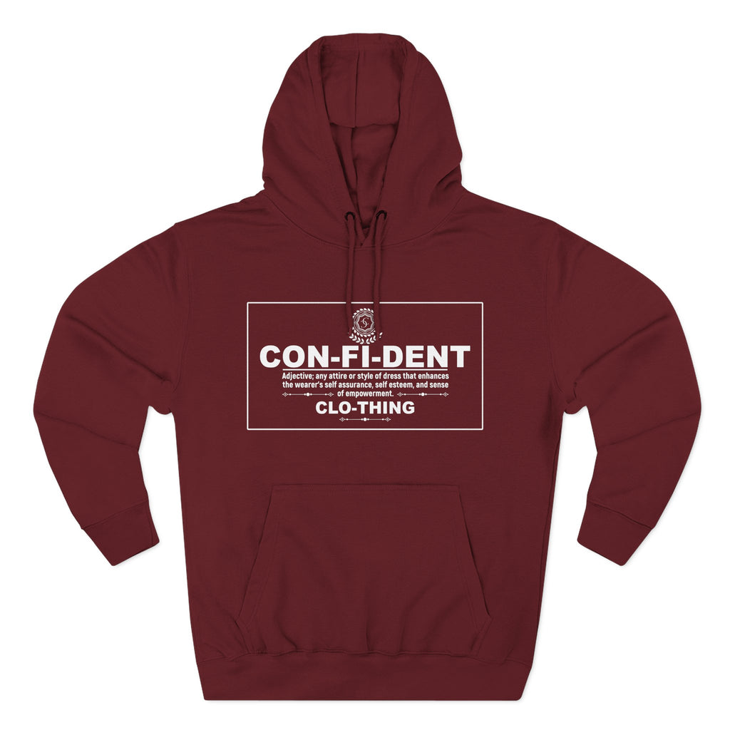 0.2 Confident Clothing Casual CON-FI-DENT Clothing Statement Fleece Hoodie