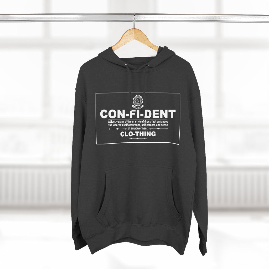 0.2 Confident Clothing Casual CON-FI-DENT Clothing Statement Fleece Hoodie