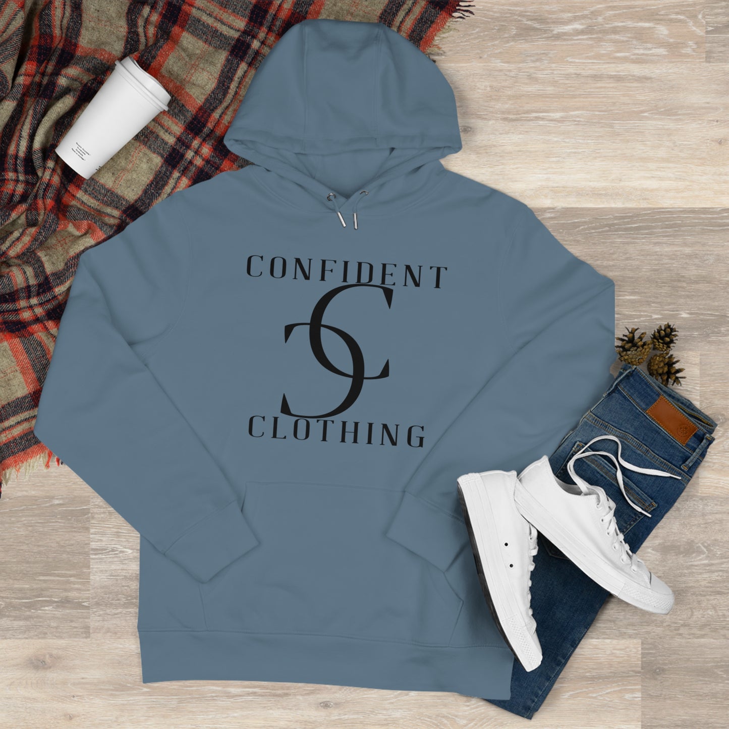 (hoodie unisex) multi-color Confident Clothing Luxury Hooded Sweatshirt (big cc black logo)