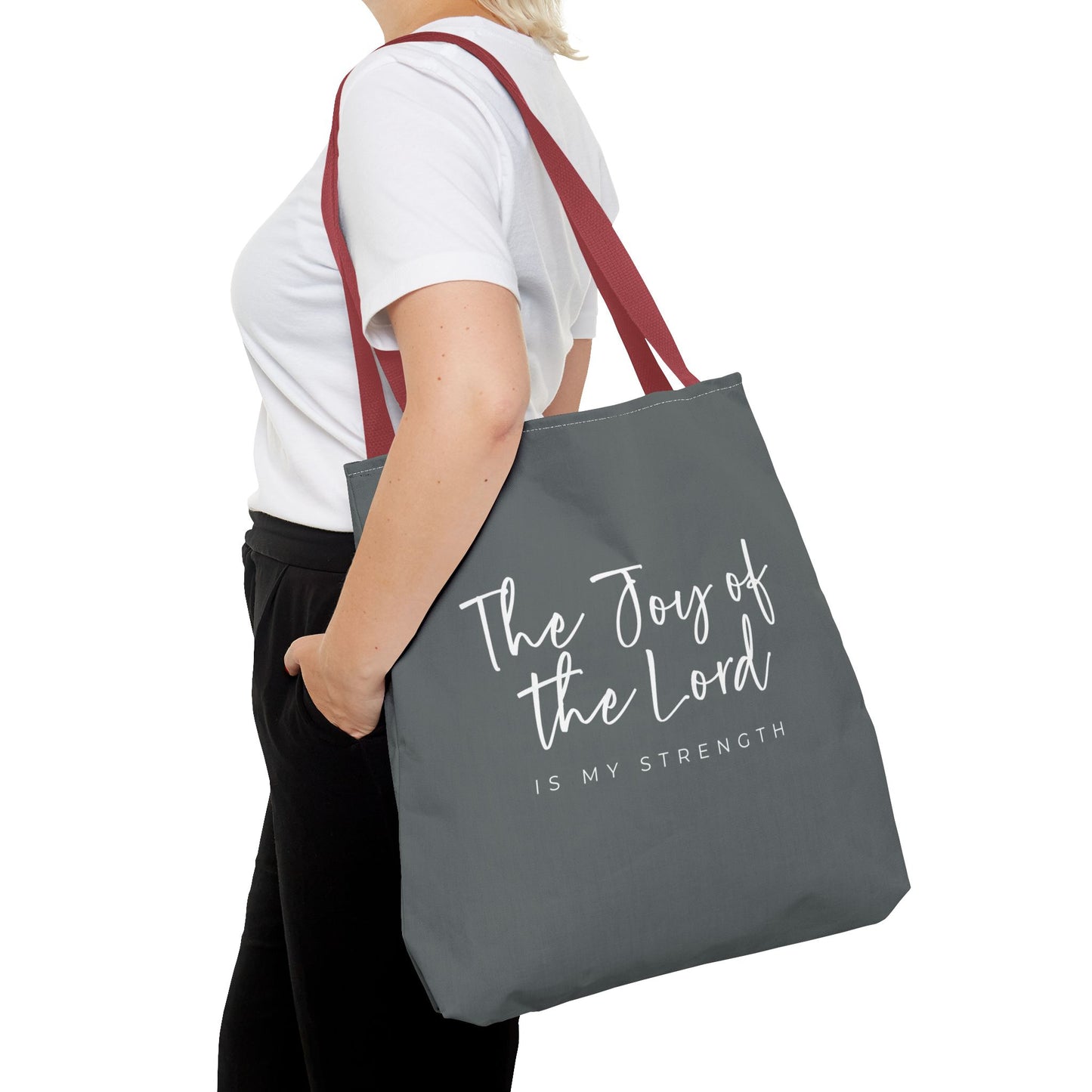 The Joy of the Lord is my Strength Tote Bag (grey)