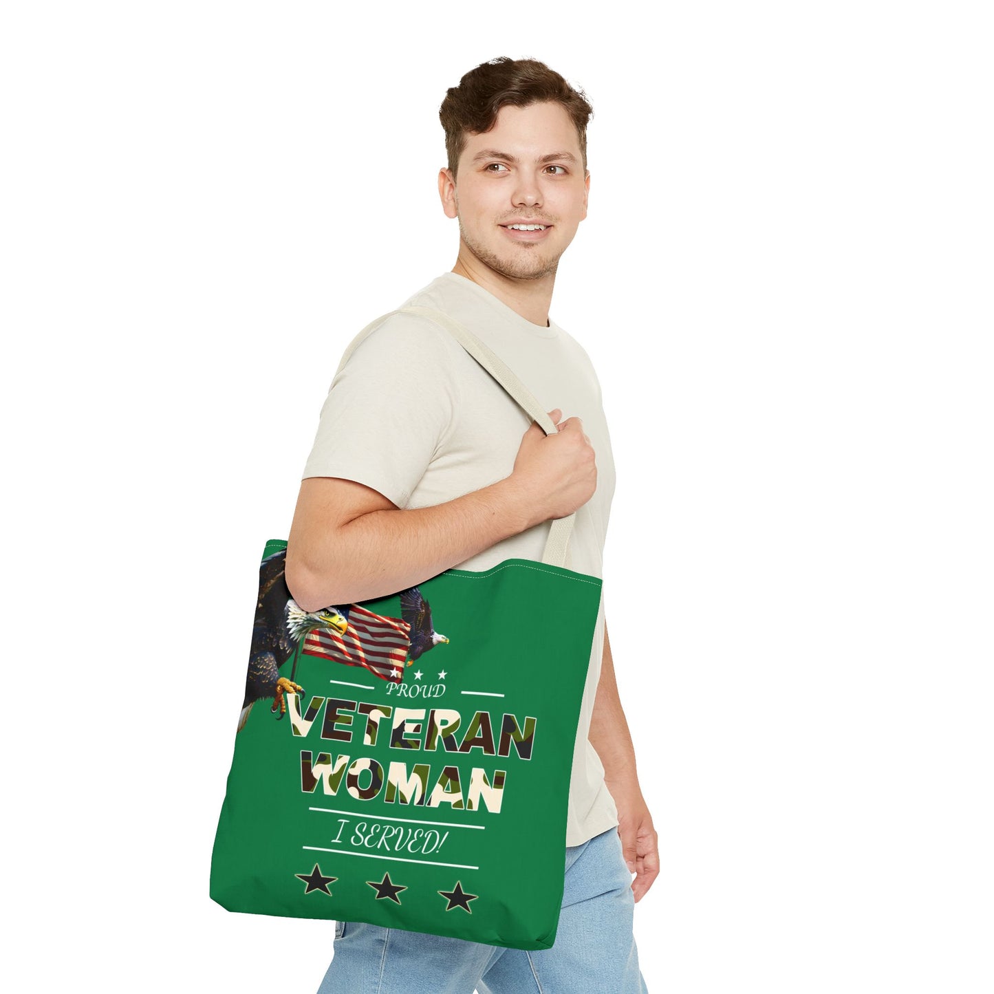Proud Veteran Woman Tote Bag (Green)