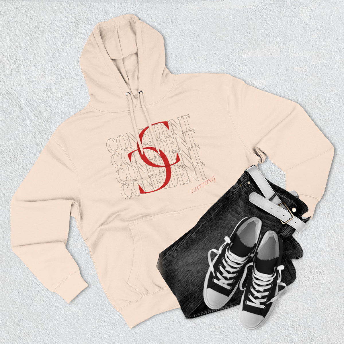0.1 Confident Clothing Casual Minimalist Red Letter Graphic Fleece Hoodie