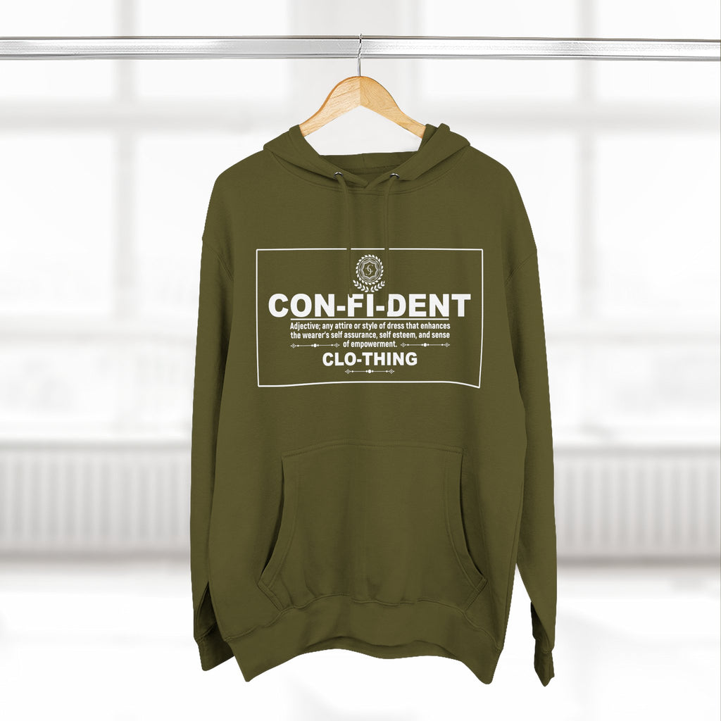 0.2 Confident Clothing Casual CON-FI-DENT Clothing Statement Fleece Hoodie