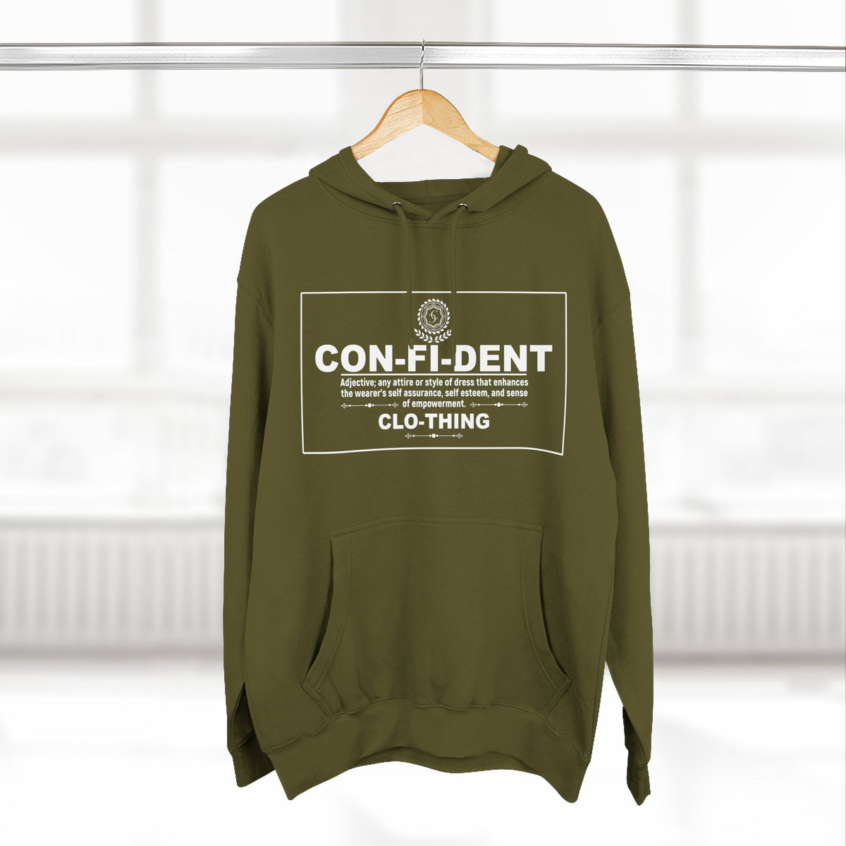 0.2 Confident Clothing Casual CON-FI-DENT Clothing Statement Fleece Hoodie