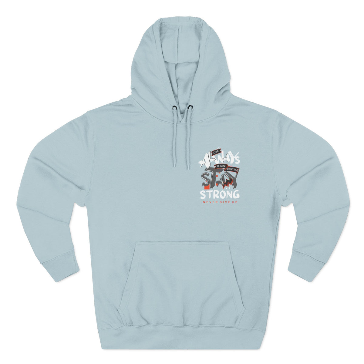 1.3 Confident Clothing Never Give Up Inspirational Fleece Hoodie