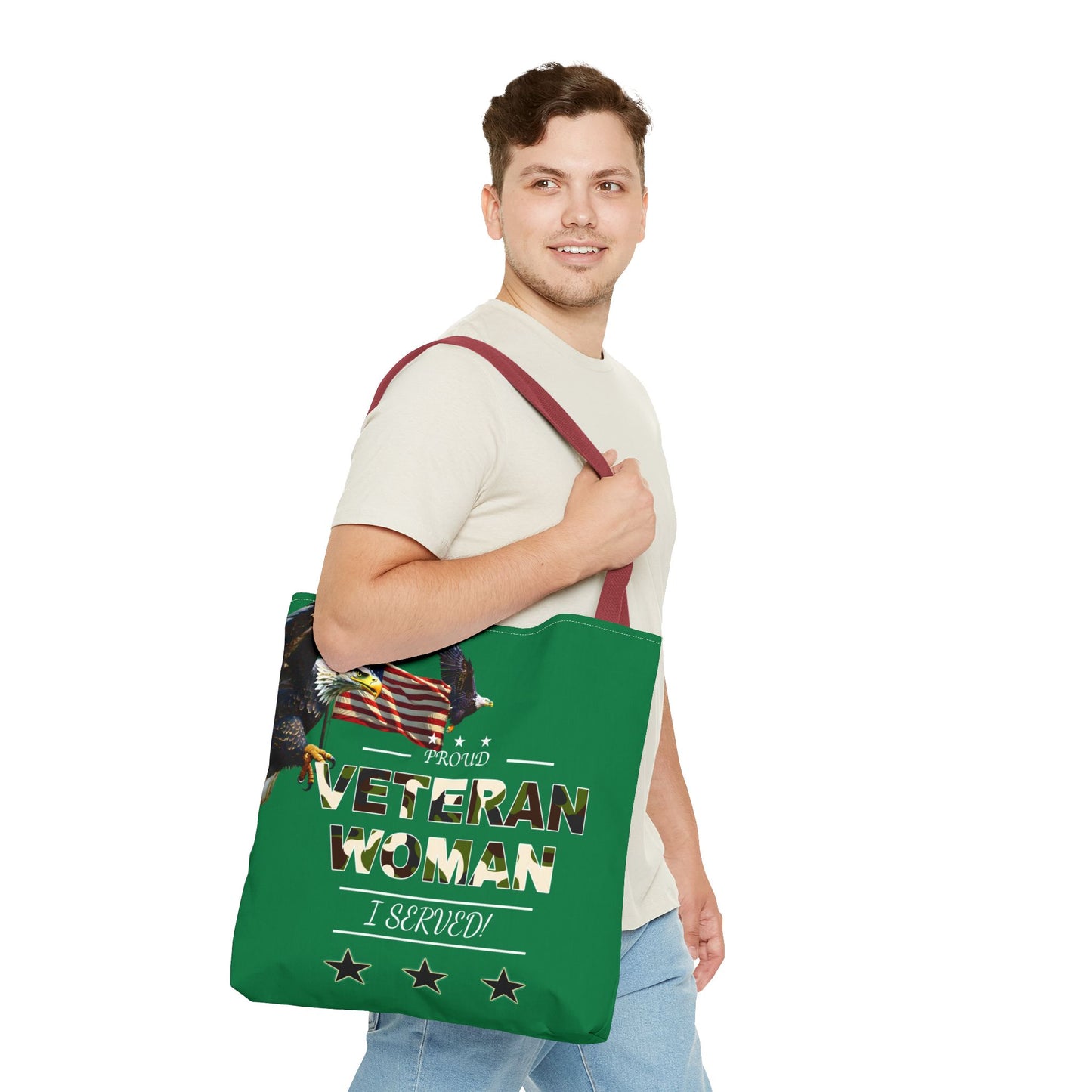 Proud Veteran Woman Tote Bag (Green)