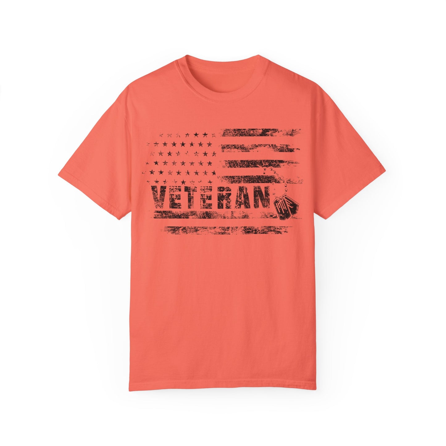 Veteran 1 Unisex Garment-Dyed T-shirt (white) black logo