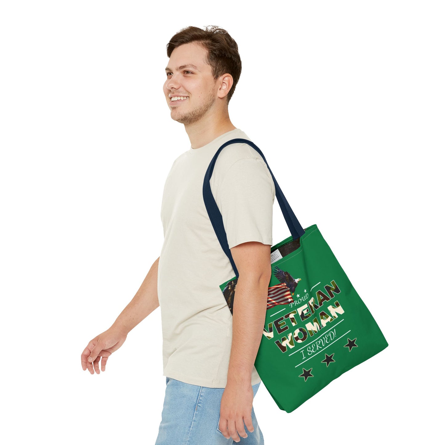 Proud Veteran Woman Tote Bag (Green)
