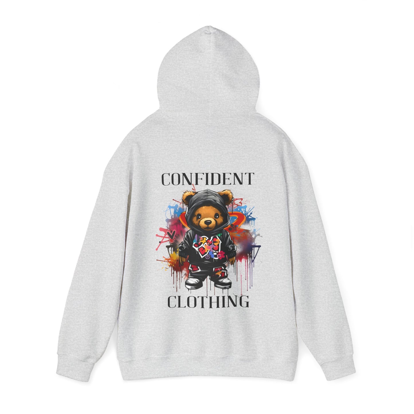 (Unisex) Confident Clothing Luxury Hooded Sweatshirt Urban Bear Collection (Cool Breeze Bear black logo)