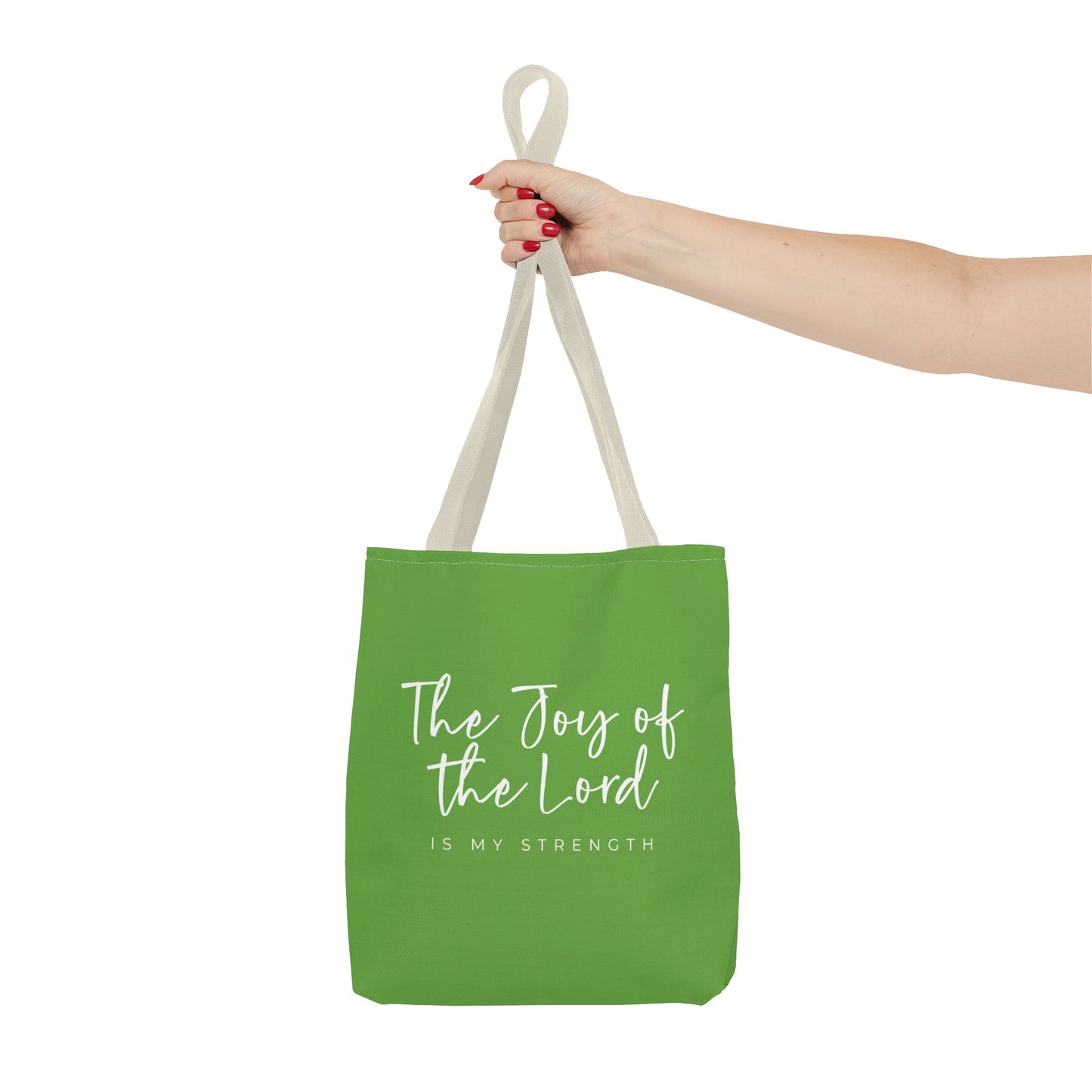 The Joy of the Lord is my Strength Tote Bag (kiwi green)