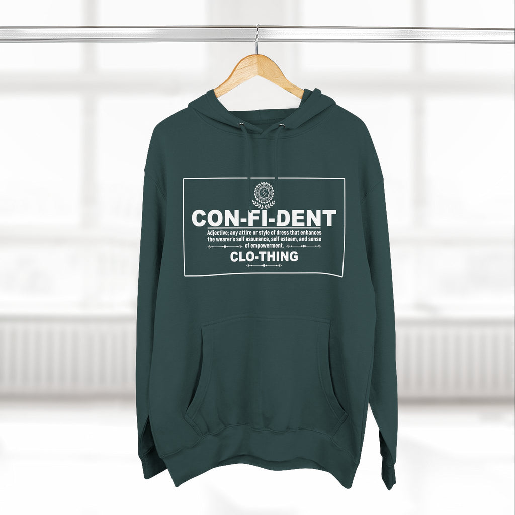 0.2 Confident Clothing Casual CON-FI-DENT Clothing Statement Fleece Hoodie