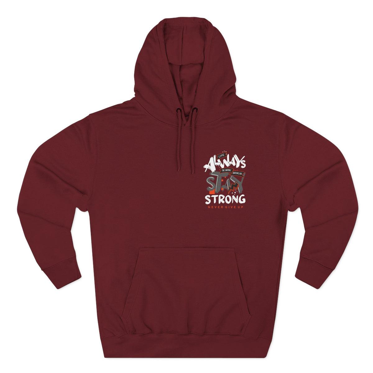 1.3 Confident Clothing Never Give Up Inspirational Fleece Hoodie