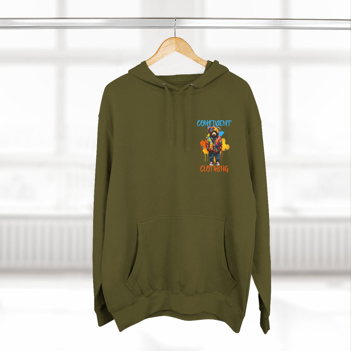 Confident Clothing Bear Graphic Fleece Hoodie