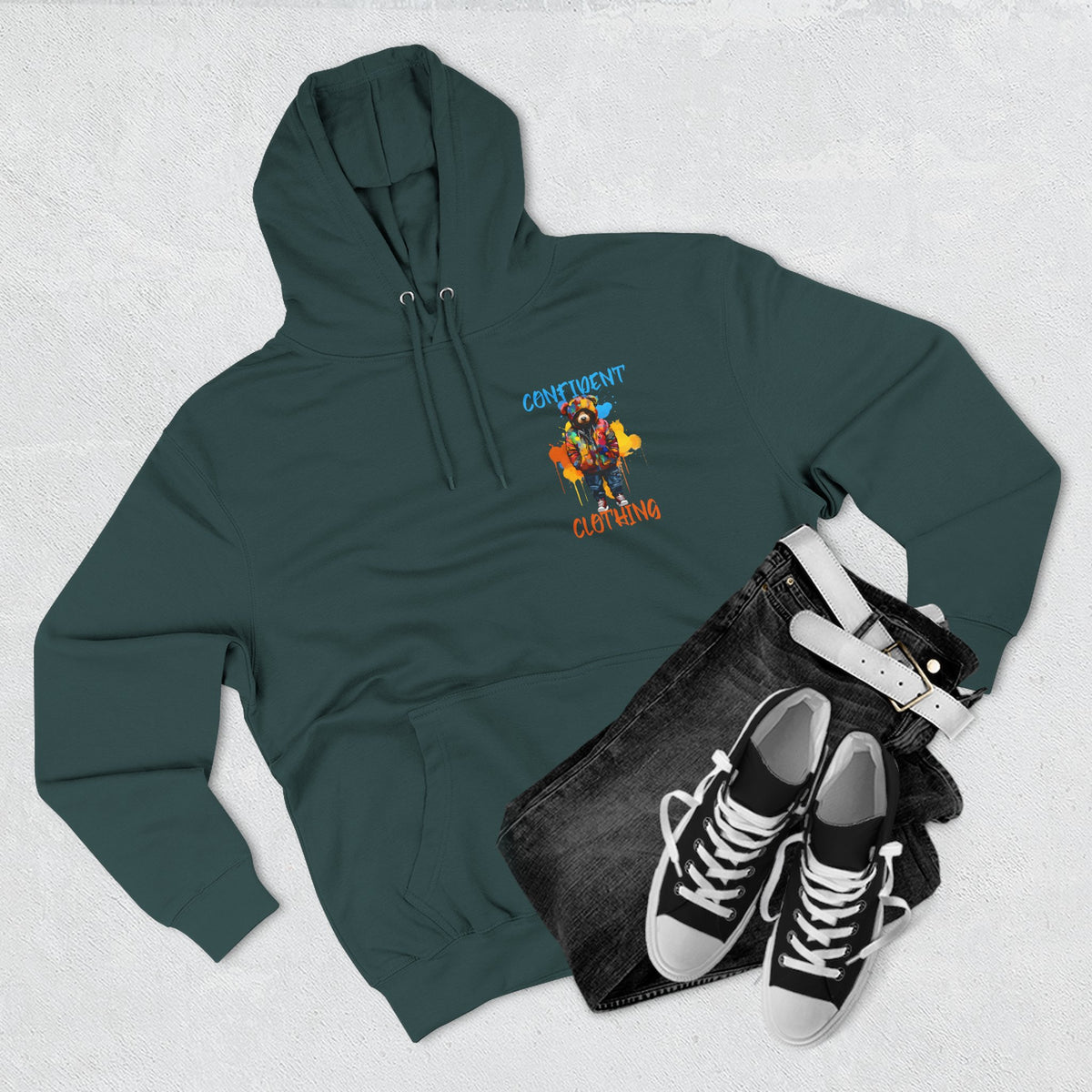 Confident Clothing Bear Graphic Fleece Hoodie