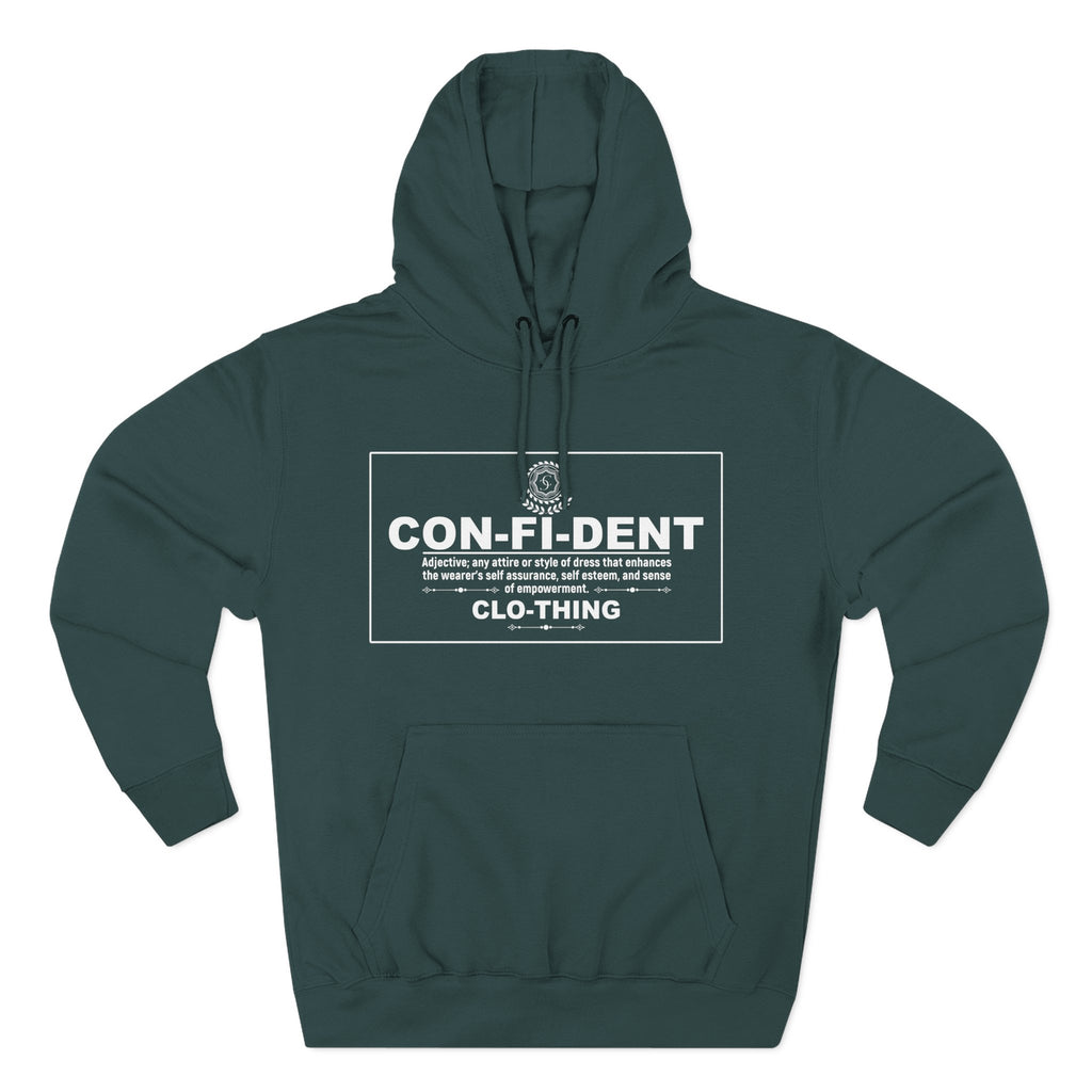 0.2 Confident Clothing Casual CON-FI-DENT Clothing Statement Fleece Hoodie