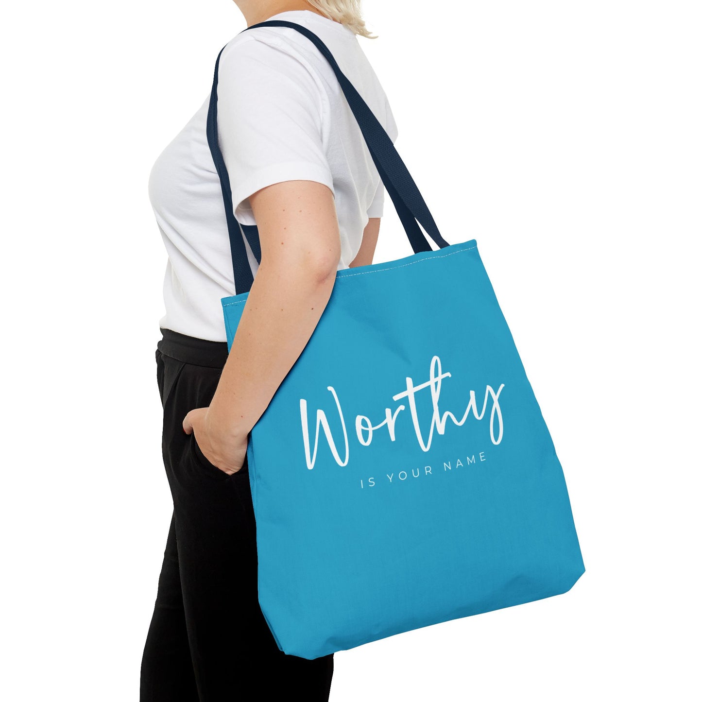 (tote bags) Worthy is Your Name (turquois)