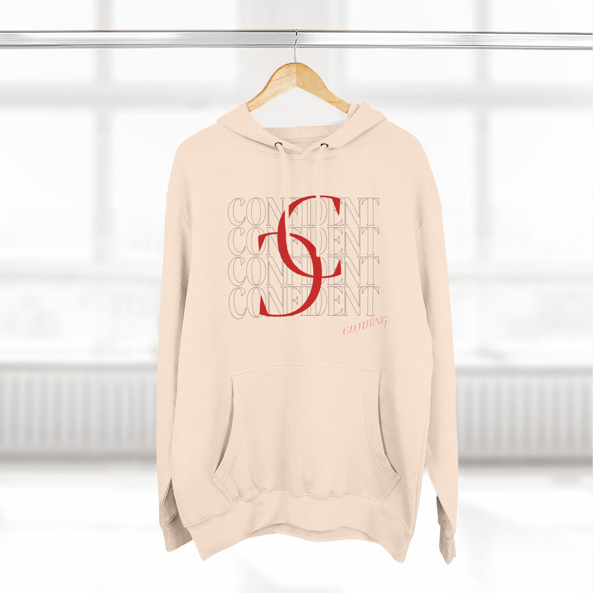 0.1 Confident Clothing Casual Minimalist Red Letter Graphic Fleece Hoodie