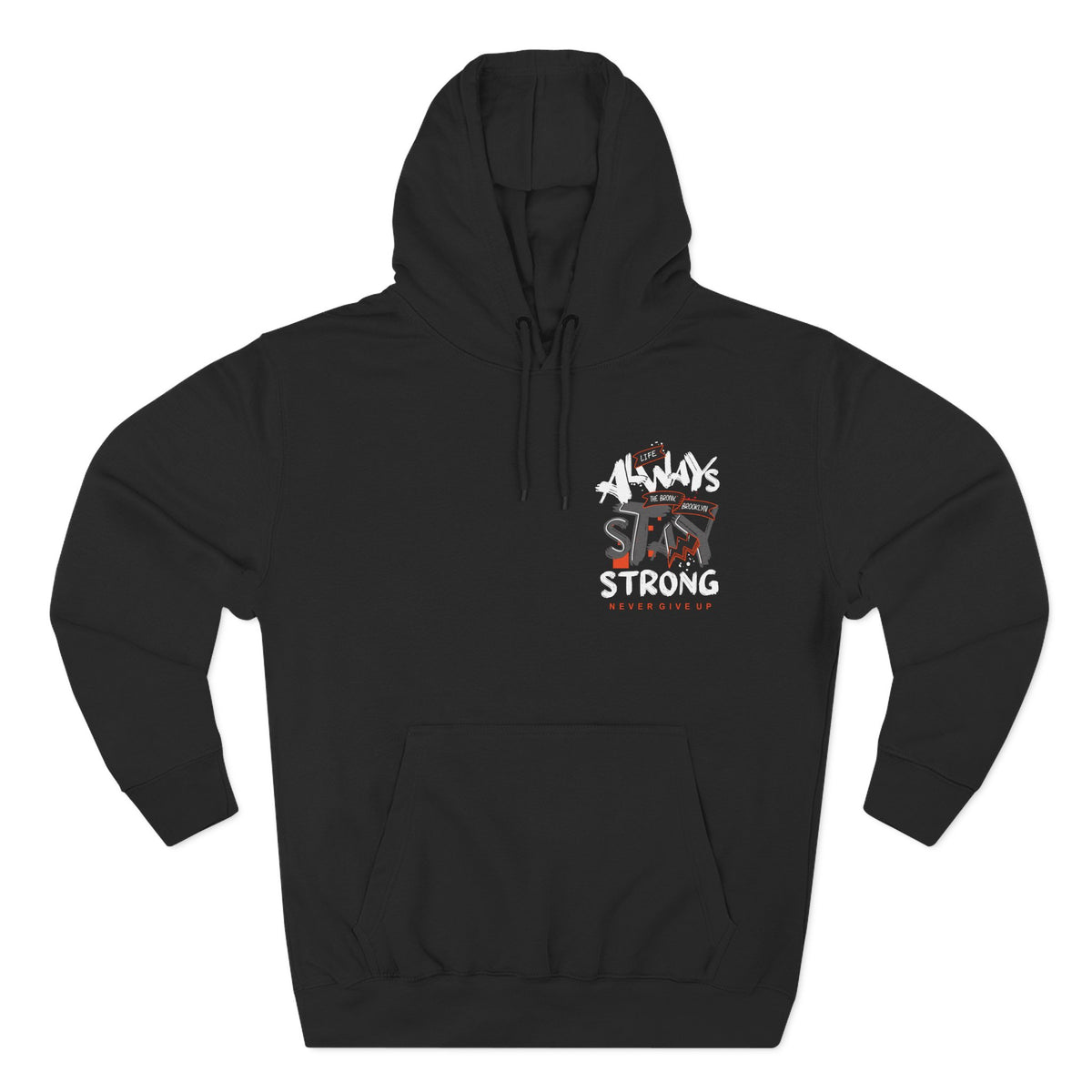 1.3 Confident Clothing Never Give Up Inspirational Fleece Hoodie