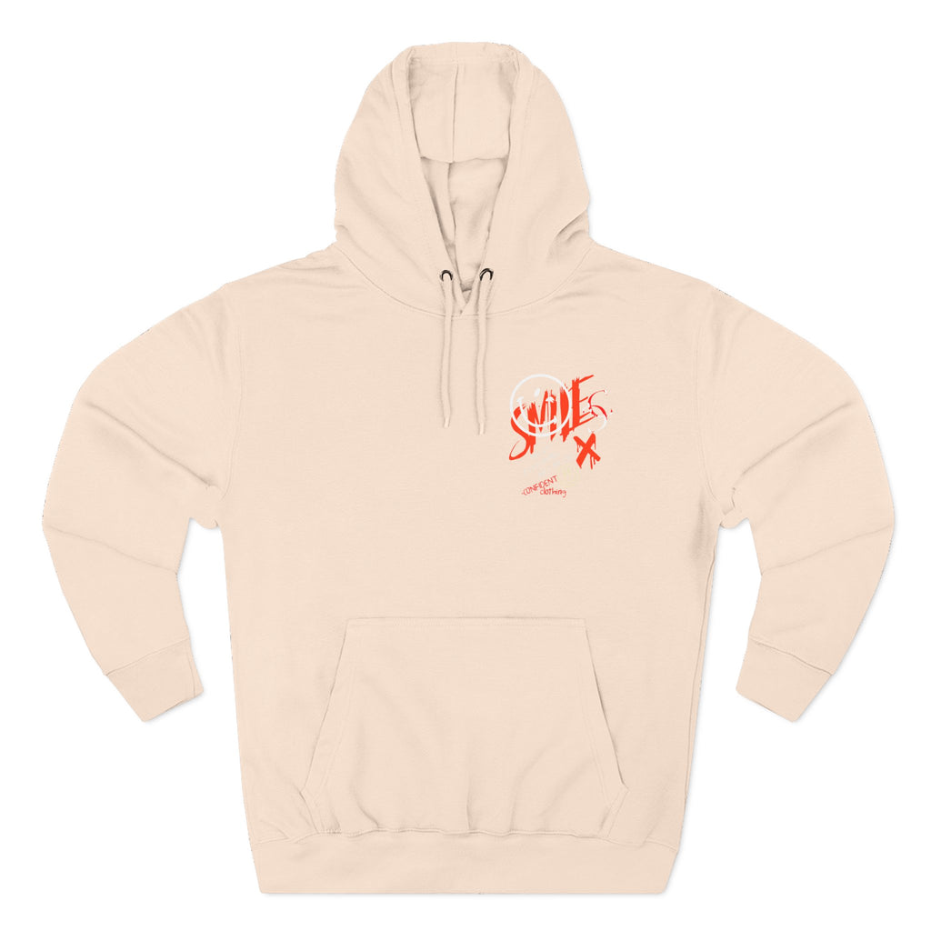 1.5 Confident Clothing Graffiti Hoodie – White “SMILE” Graphic