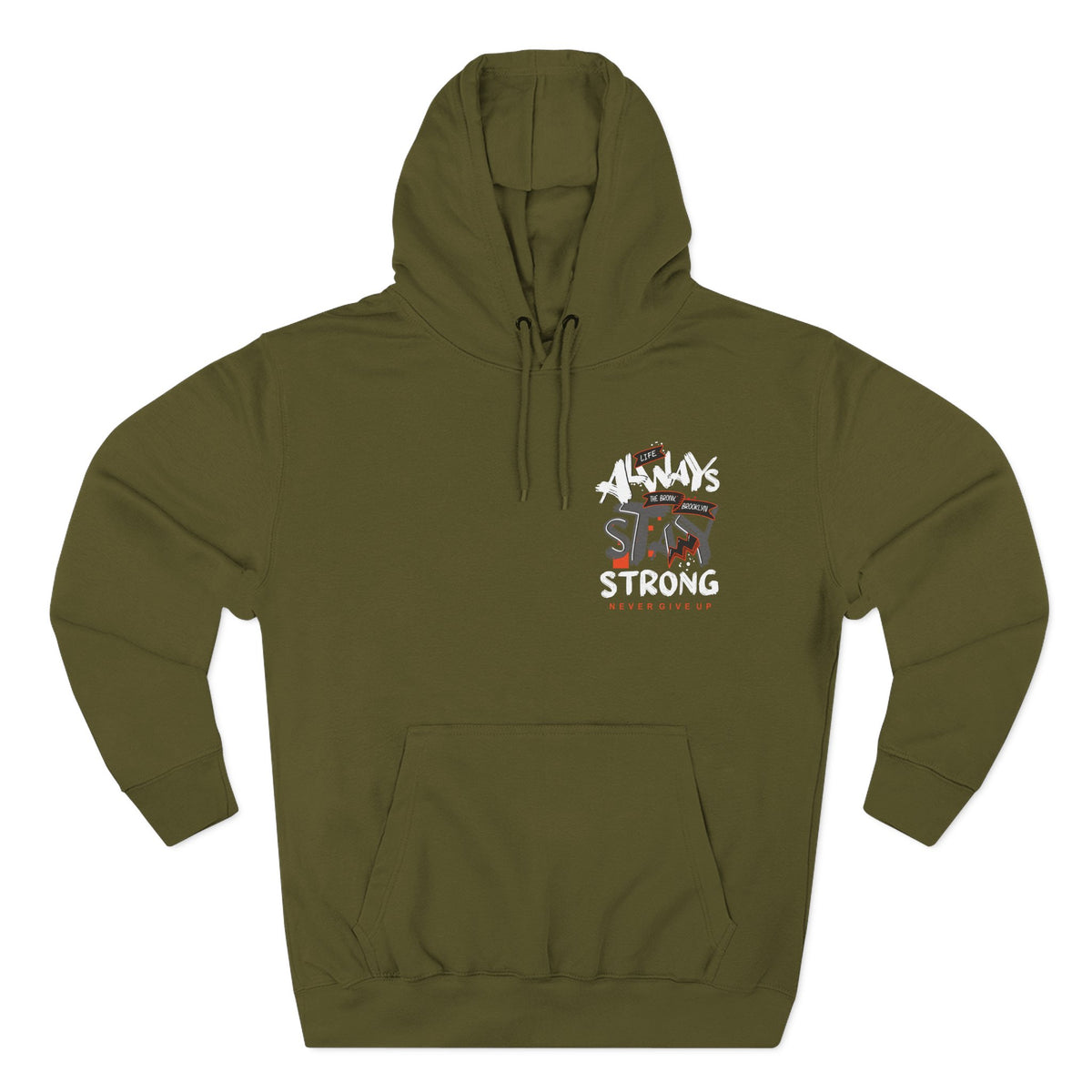 1.3 Confident Clothing Never Give Up Inspirational Fleece Hoodie