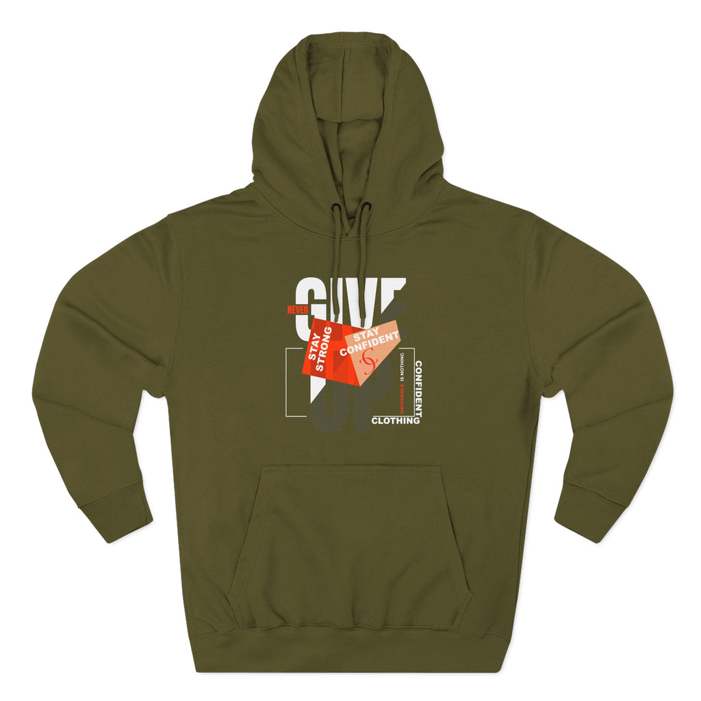 1.1 Confident Clothing Never Give Up Graphic Fleece Hoodie