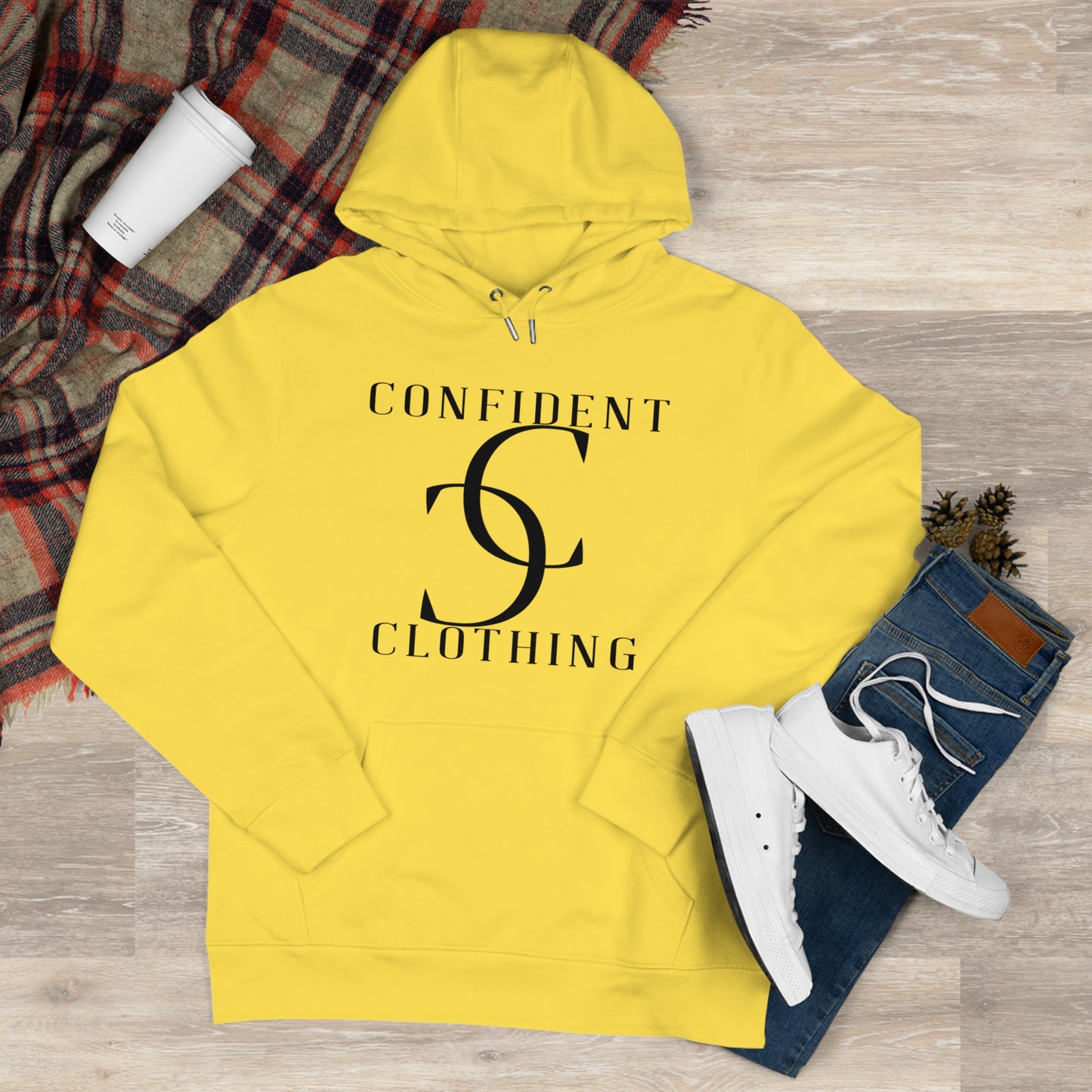 (hoodie unisex) multi-color Confident Clothing Luxury Hooded Sweatshirt (big cc black logo)