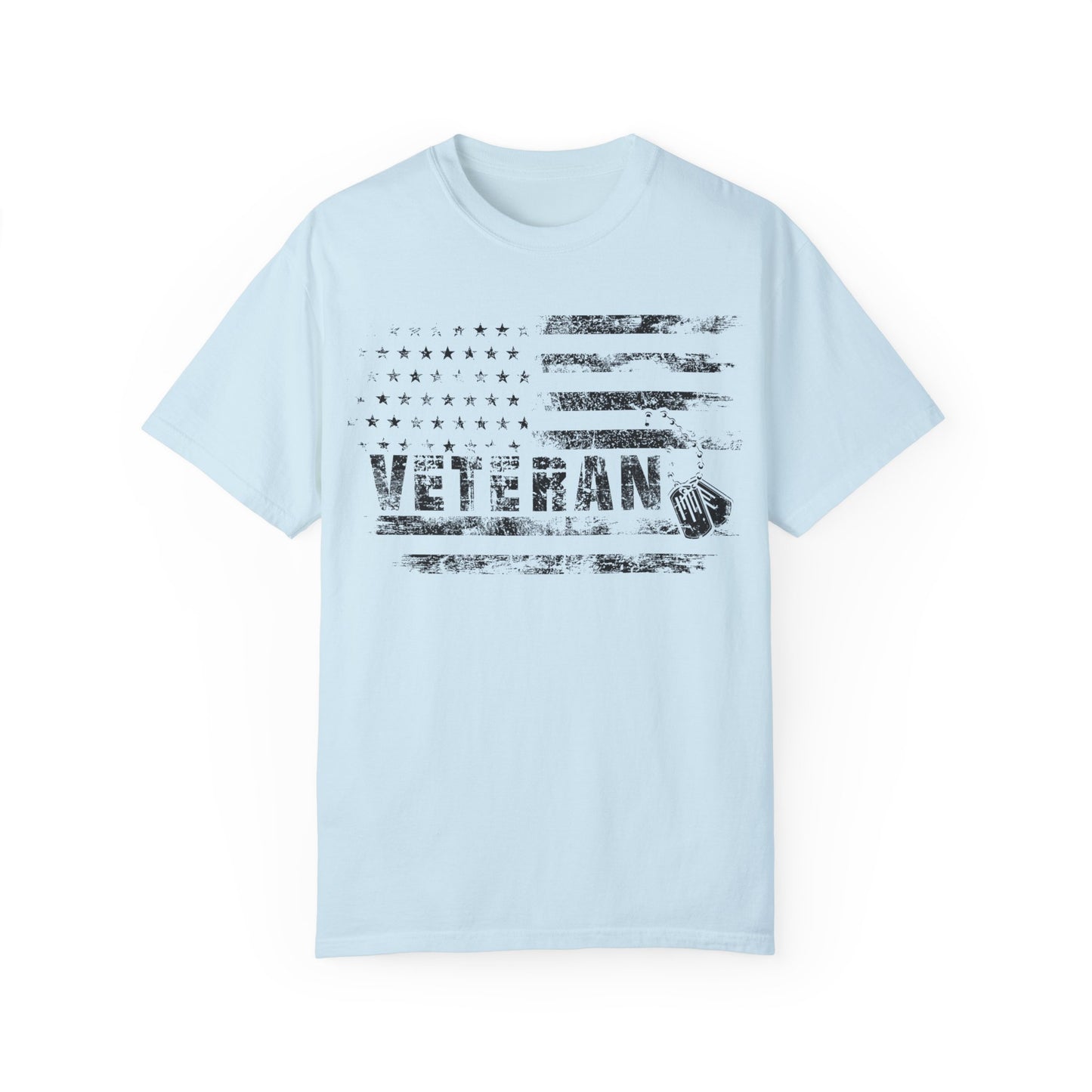 Veteran 1 Unisex Garment-Dyed T-shirt (white) black logo