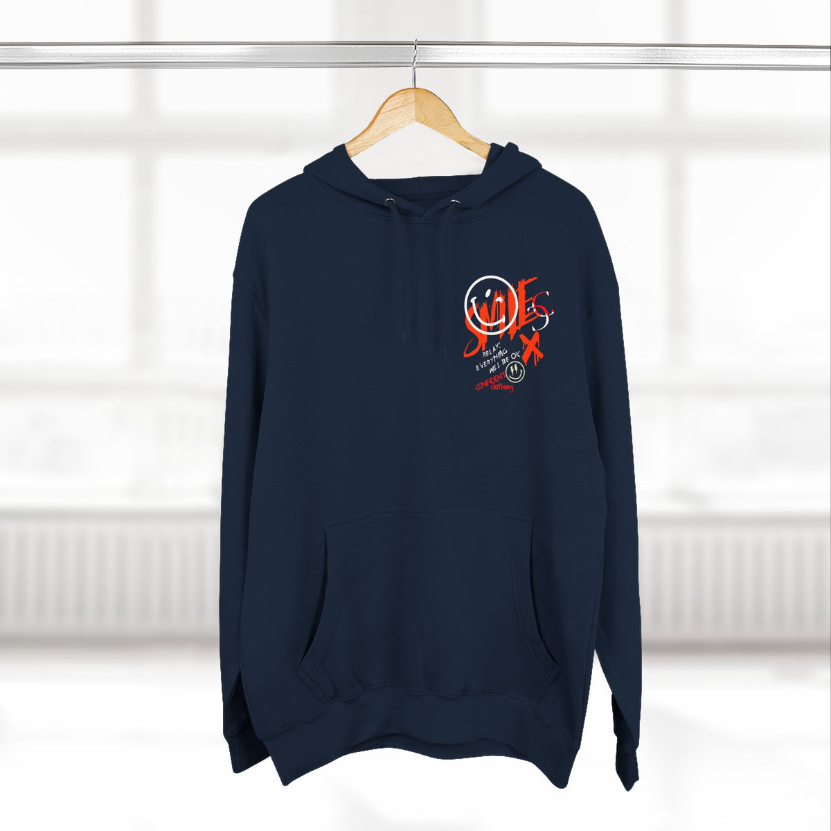 1.5 Confident Clothing Graffiti Hoodie – White “SMILE” Graphic