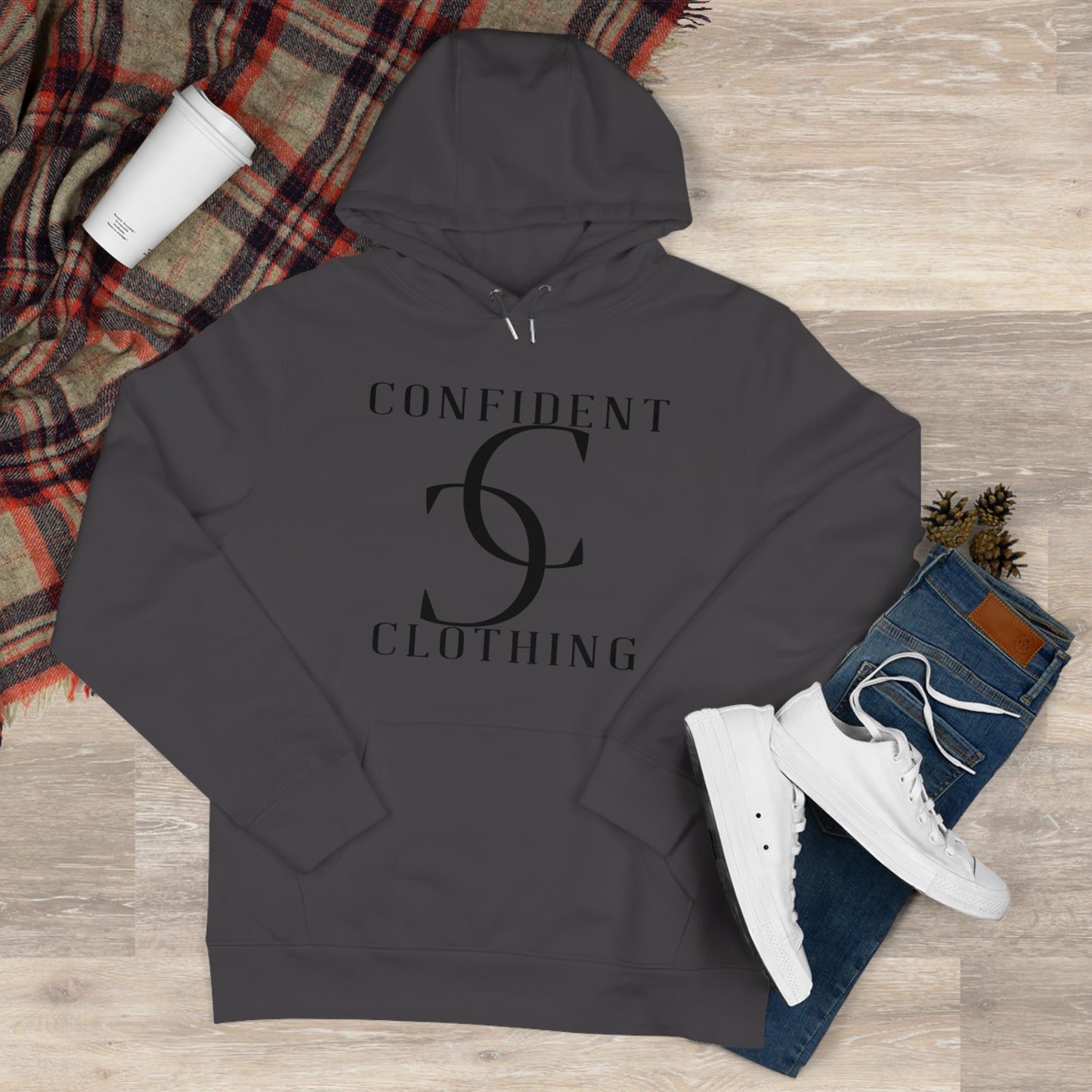 (hoodie unisex) multi-color Confident Clothing Luxury Hooded Sweatshirt (big cc black logo)